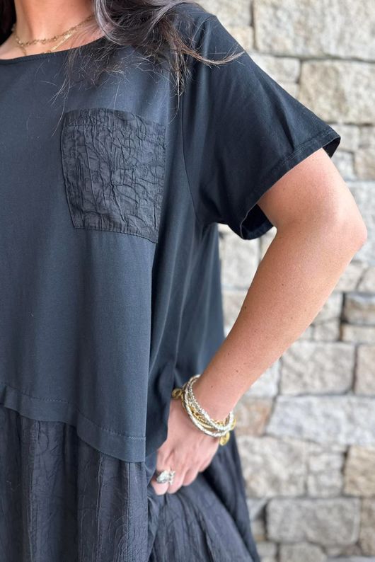 Tasha Damask T Shirt Maxi Dress Black